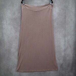 Hot Ginger Tan Stretch Long Straight Pencil Tube Maxi Flare Skirt Plus 2X